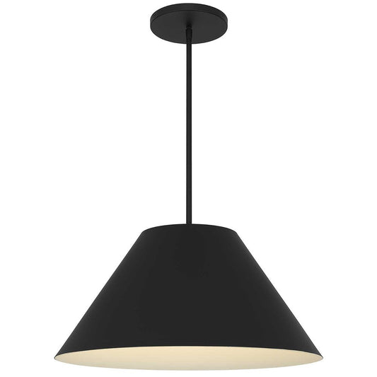 22" Black Aluminum Cone LED Dimmable Outdoor Pendent Hanging Light HomeRoots