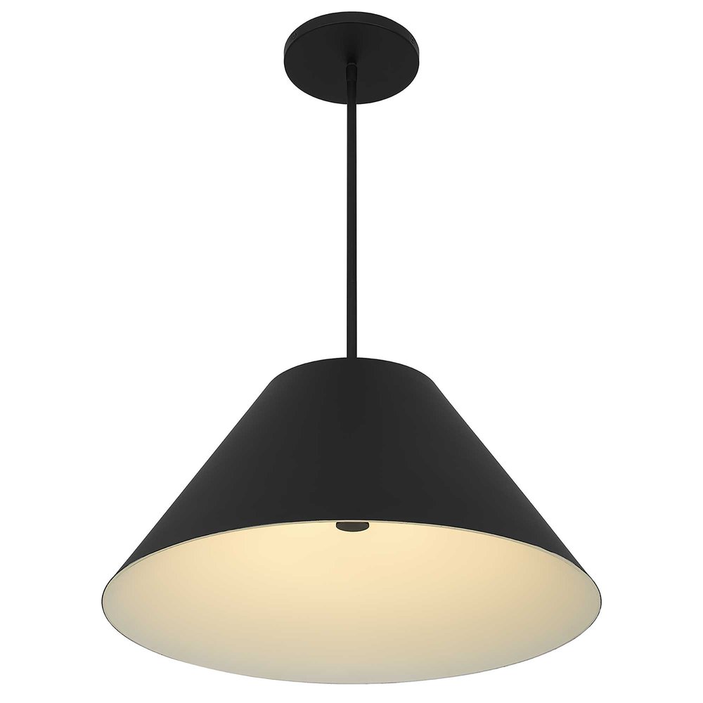 22" Black Aluminum Cone LED Dimmable Outdoor Pendent Hanging Light HomeRoots