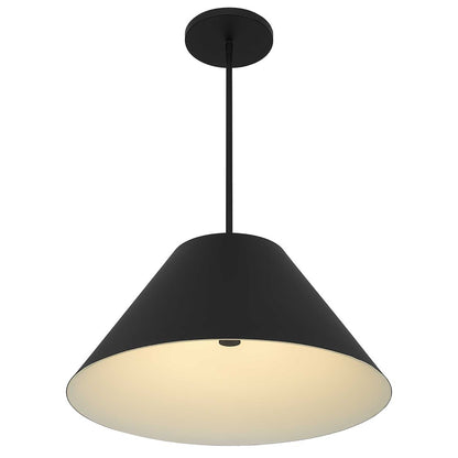 22" Black Aluminum Cone LED Dimmable Outdoor Pendent Hanging Light HomeRoots