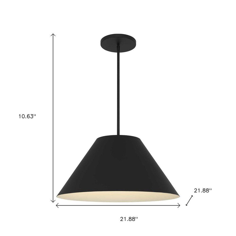 22" Black Aluminum Cone LED Dimmable Outdoor Pendent Hanging Light HomeRoots