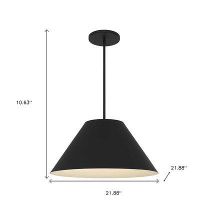 22" Black Aluminum Cone LED Dimmable Outdoor Pendent Hanging Light HomeRoots