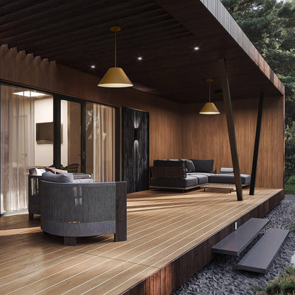 22" Antiqued Brass Aluminum Cone LED Dimmable Outdoor Pendent Hanging Light HomeRoots