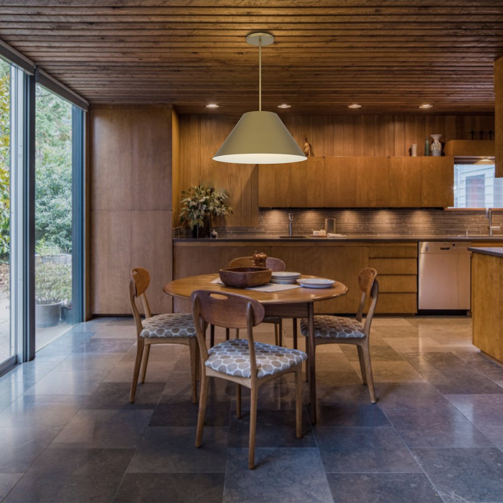 22" Antiqued Brass Aluminum Cone LED Dimmable Outdoor Pendent Hanging Light HomeRoots