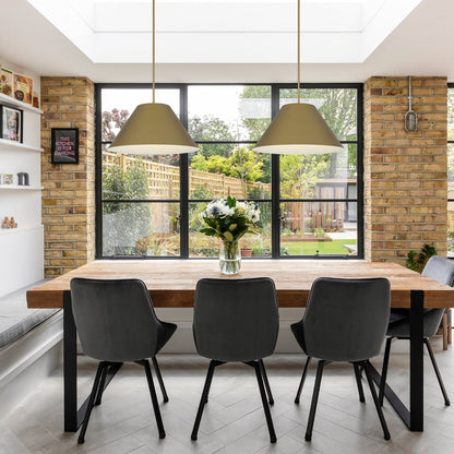 22" Antiqued Brass Aluminum Cone LED Dimmable Outdoor Pendent Hanging Light HomeRoots