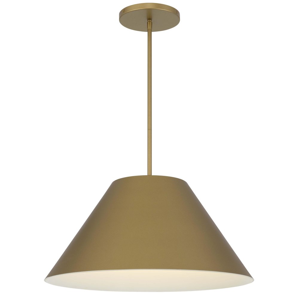 22" Antiqued Brass Aluminum Cone LED Dimmable Outdoor Pendent Hanging Light HomeRoots