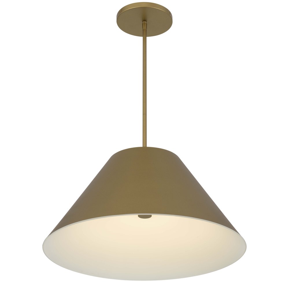 22" Antiqued Brass Aluminum Cone LED Dimmable Outdoor Pendent Hanging Light HomeRoots
