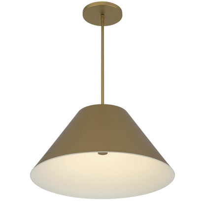 22" Antiqued Brass Aluminum Cone LED Dimmable Outdoor Pendent Hanging Light HomeRoots