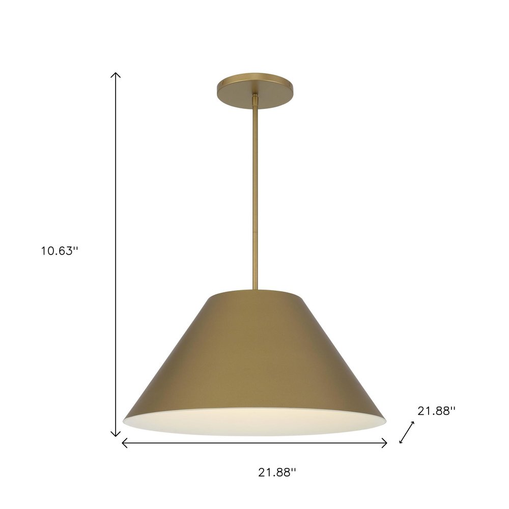 22" Antiqued Brass Aluminum Cone LED Dimmable Outdoor Pendent Hanging Light HomeRoots