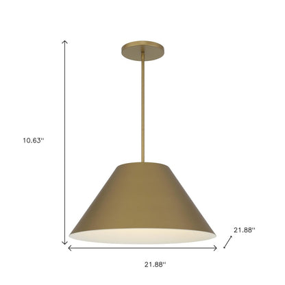 22" Antiqued Brass Aluminum Cone LED Dimmable Outdoor Pendent Hanging Light HomeRoots