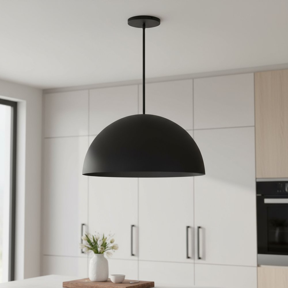24" Black Aluminum Dome LED Dimmable Outdoor Pendent Hanging Light HomeRoots
