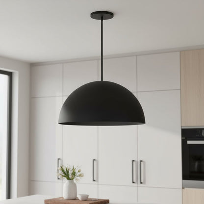 24" Black Aluminum Dome LED Dimmable Outdoor Pendent Hanging Light HomeRoots