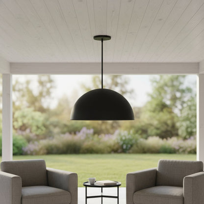 24" Black Aluminum Dome LED Dimmable Outdoor Pendent Hanging Light HomeRoots