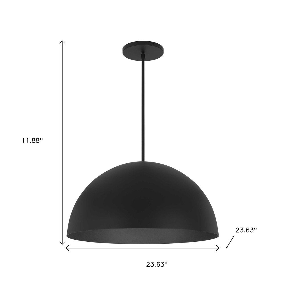 24" Black Aluminum Dome LED Dimmable Outdoor Pendent Hanging Light HomeRoots