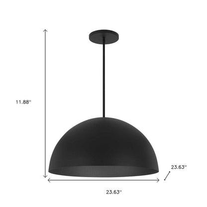 24" Black Aluminum Dome LED Dimmable Outdoor Pendent Hanging Light HomeRoots