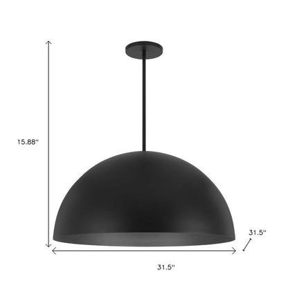 32" Black Aluminum Dome LED Dimmable Outdoor Pendent Hanging Light HomeRoots