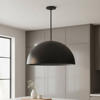 32" Black Aluminum Dome LED Dimmable Outdoor Pendent Hanging Light HomeRoots