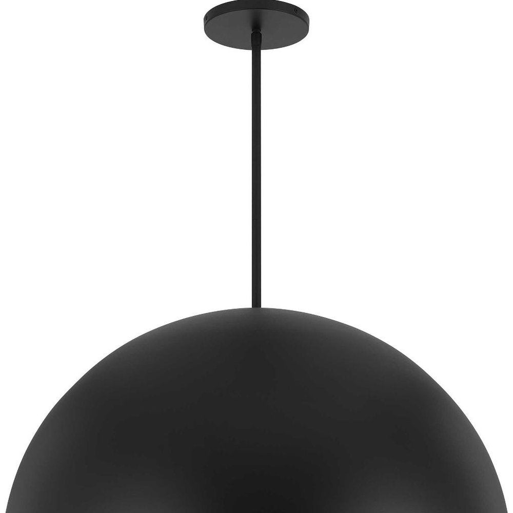 32" Black Aluminum Dome LED Dimmable Outdoor Pendent Hanging Light HomeRoots