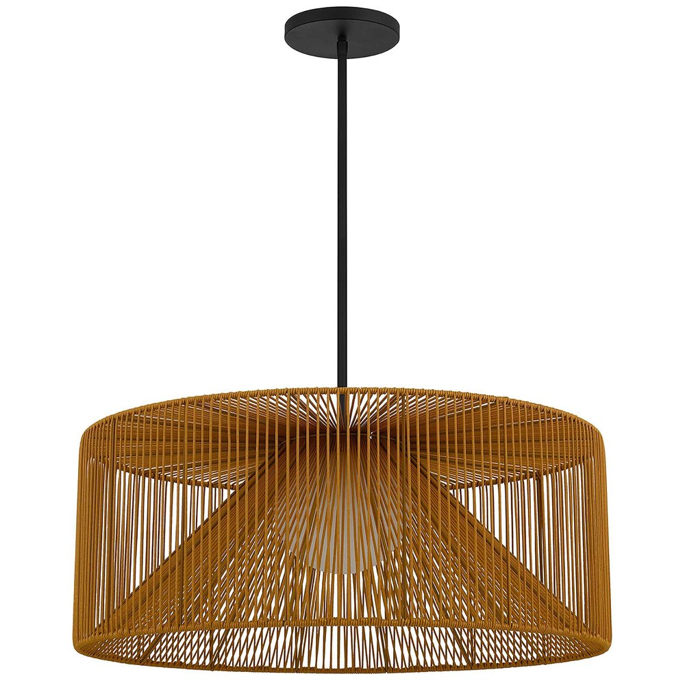 Natural And Black Rattan And Metal LED Dimmable Outdoor Hanging Pendent Light HomeRoots