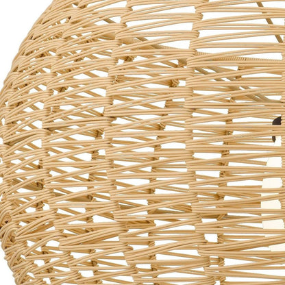 Natural And Black Rattan And Metal LED Dimmable Outdoor Hanging Pendent Light HomeRoots