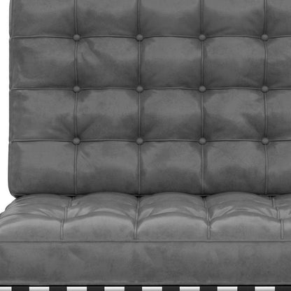 30" Dark Gray and Silver Faux Leather and Stainless Steel Folding Lounge Chair HomeRoots