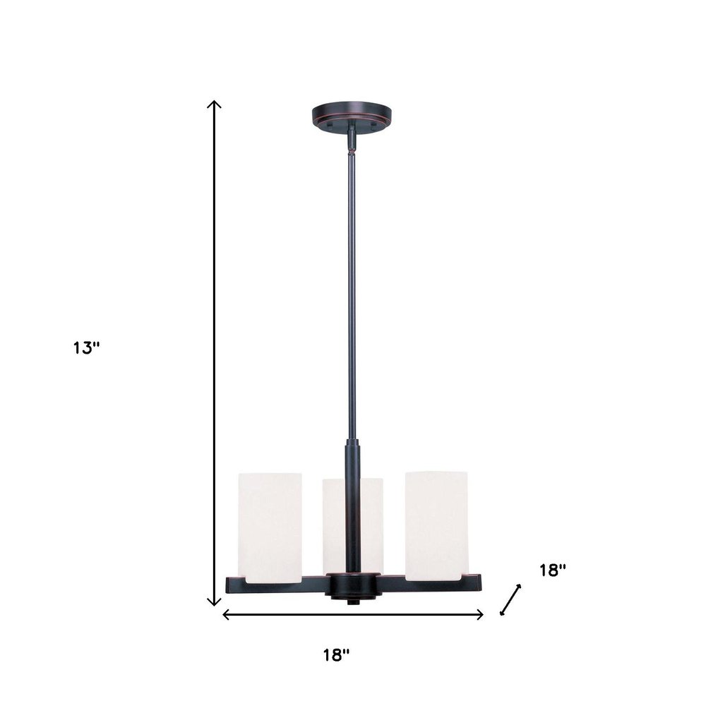 Bronze Three Light Metal Dimmable Chandelier With Shades HomeRoots