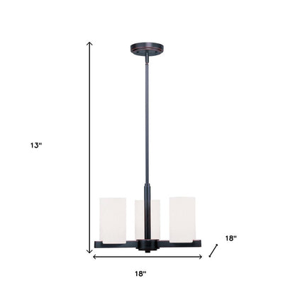 Bronze Three Light Metal Dimmable Chandelier With Shades HomeRoots