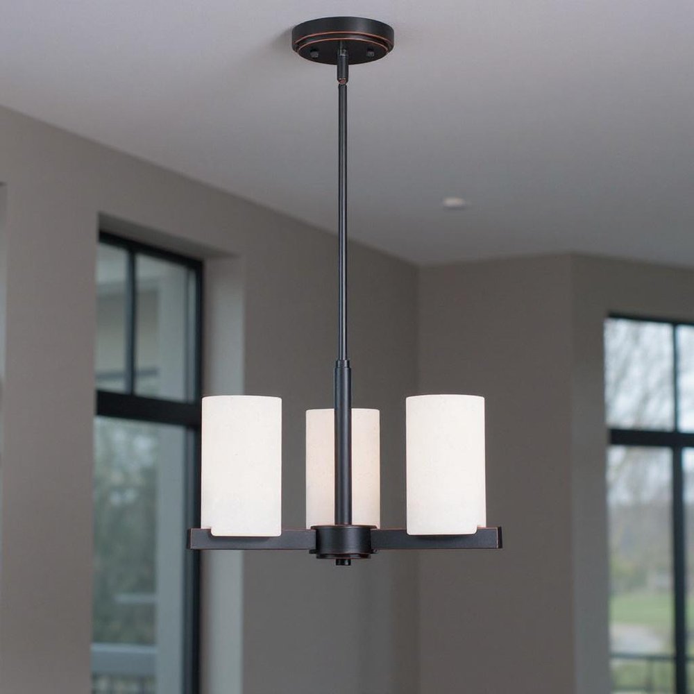 Bronze Three Light Metal Dimmable Chandelier With Shades HomeRoots