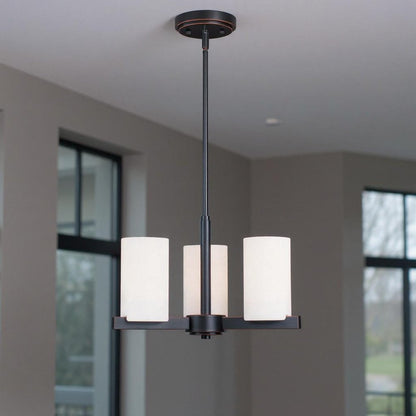 Bronze Three Light Metal Dimmable Chandelier With Shades HomeRoots