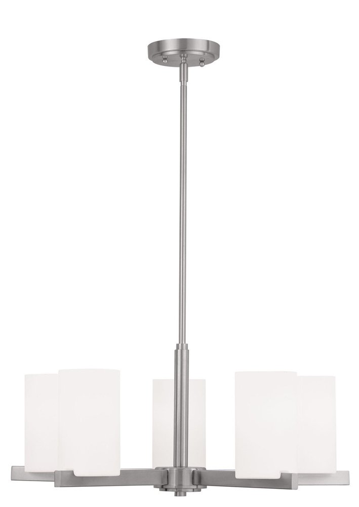 Nickel Five Light Metal Dimmable Chandelier With Shades HomeRoots