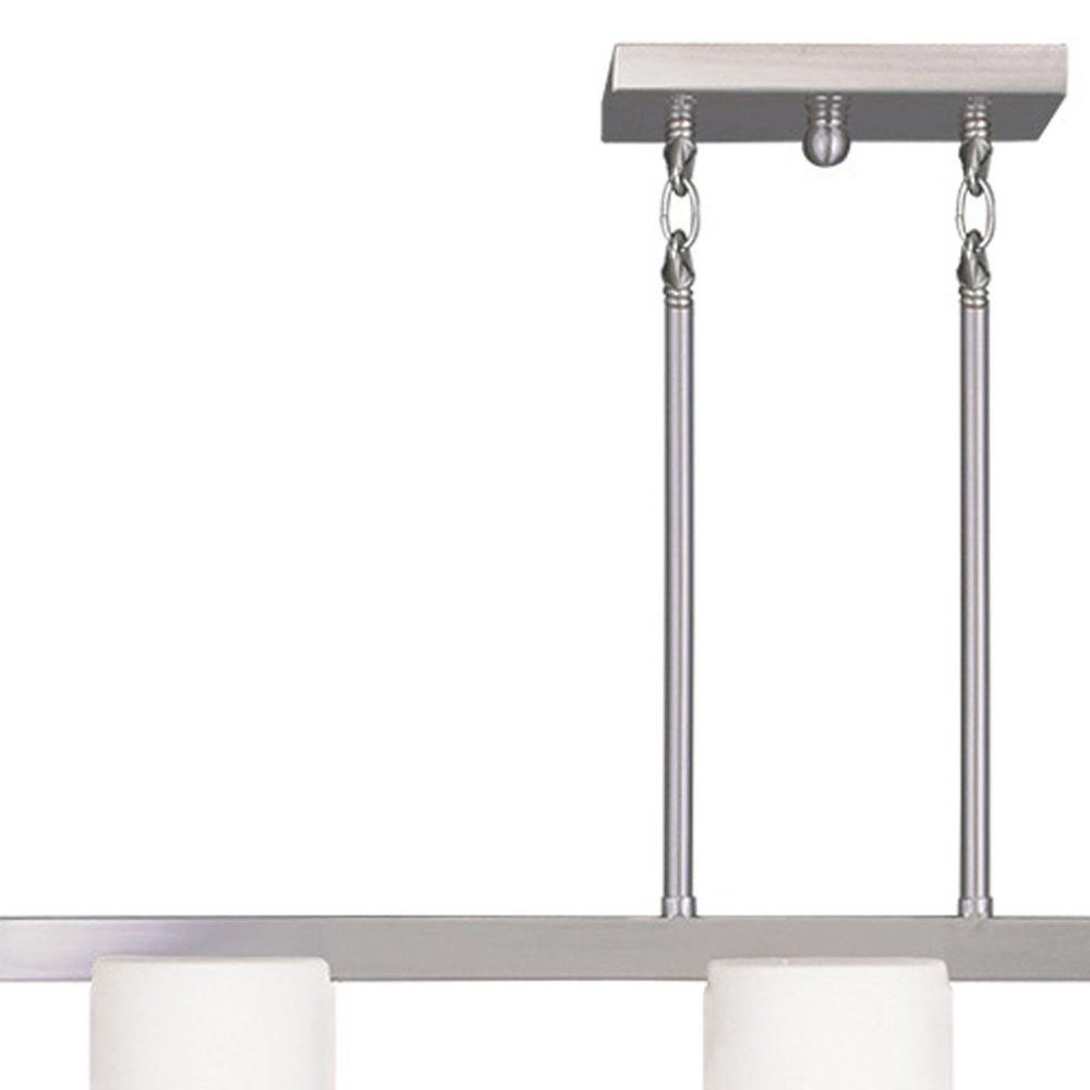 Nickel And White Three Light Metal Dimmable Chandelier With Shades HomeRoots