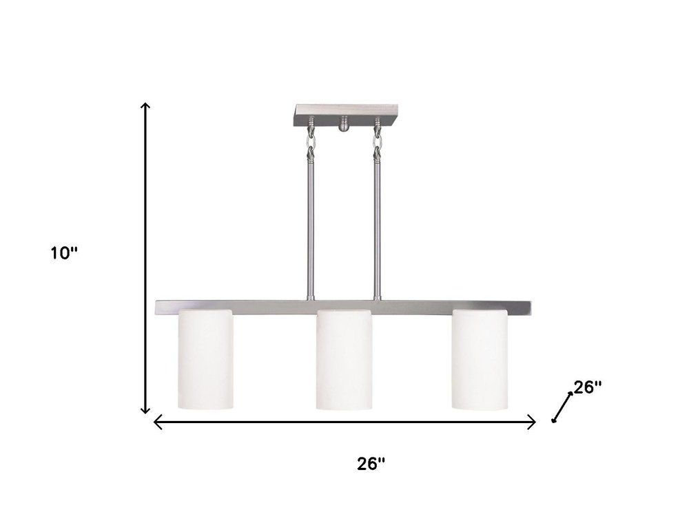 Nickel And White Three Light Metal Dimmable Chandelier With Shades HomeRoots
