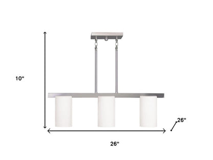 Nickel And White Three Light Metal Dimmable Chandelier With Shades HomeRoots
