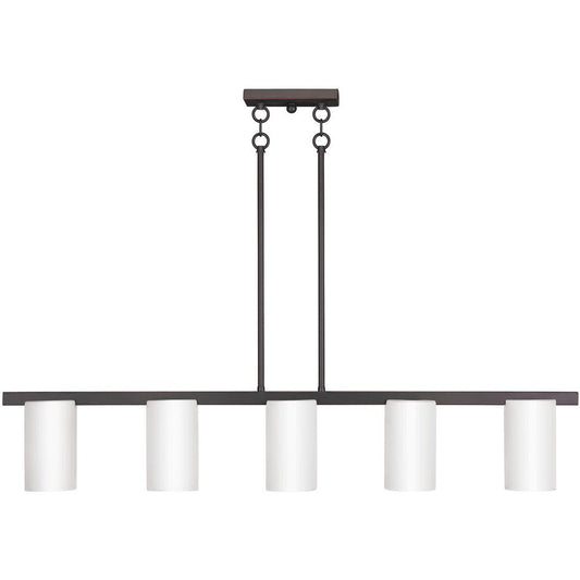 Bronze Five Light Metal Dimmable Chandelier With Shades HomeRoots