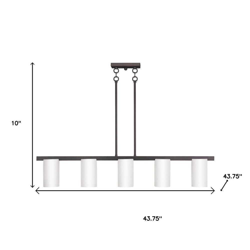 Bronze Five Light Metal Dimmable Chandelier With Shades HomeRoots