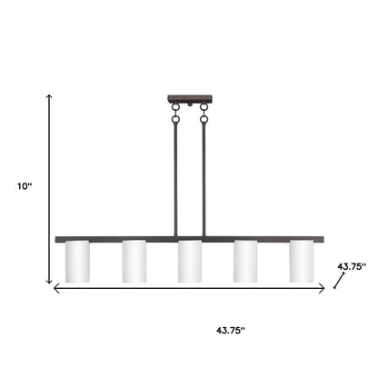 Bronze Five Light Metal Dimmable Chandelier With Shades HomeRoots