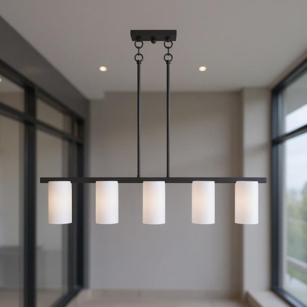 Bronze Five Light Metal Dimmable Chandelier With Shades HomeRoots
