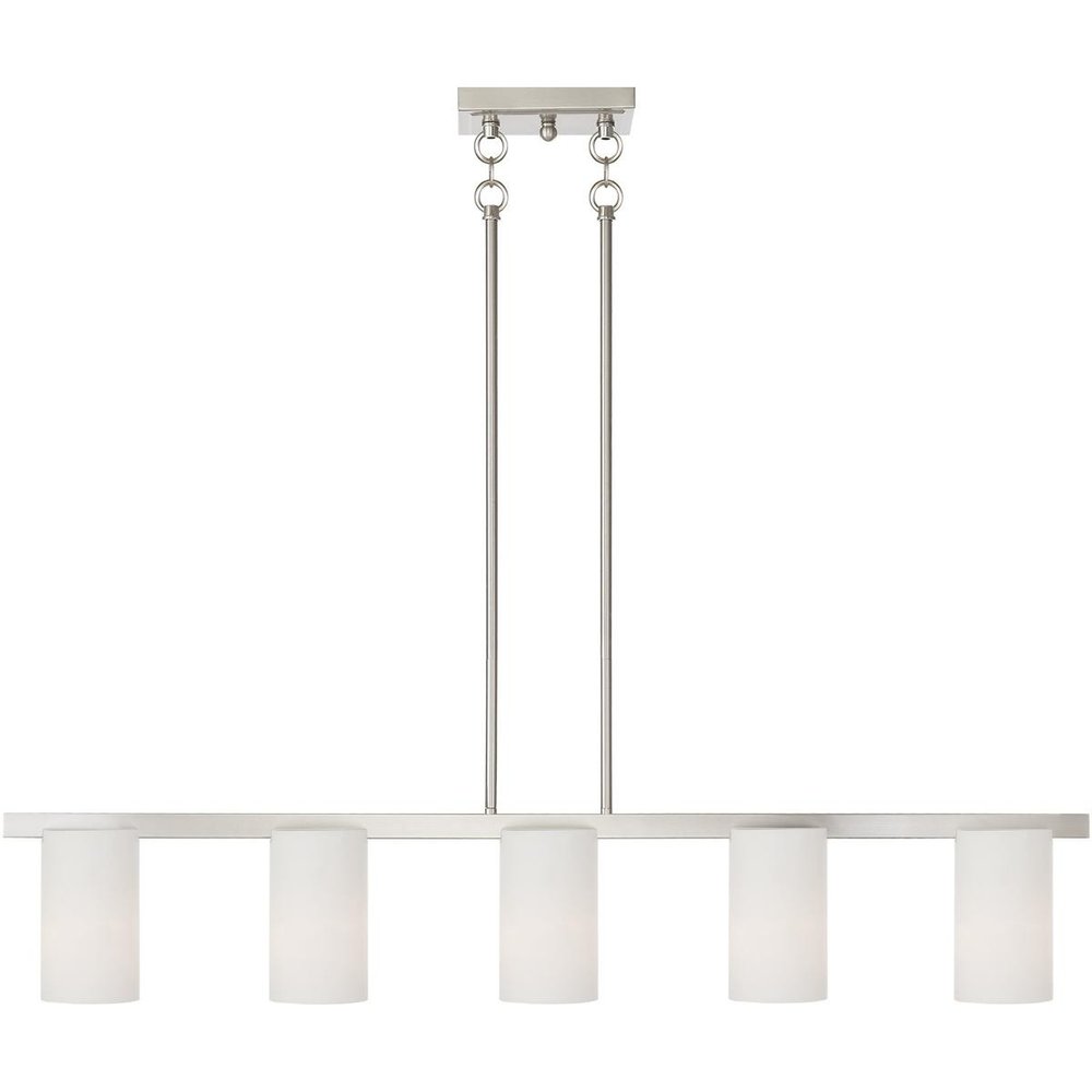 Nickel Five Light Metal Dimmable Chandelier With Shades HomeRoots