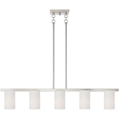 Nickel Five Light Metal Dimmable Chandelier With Shades HomeRoots