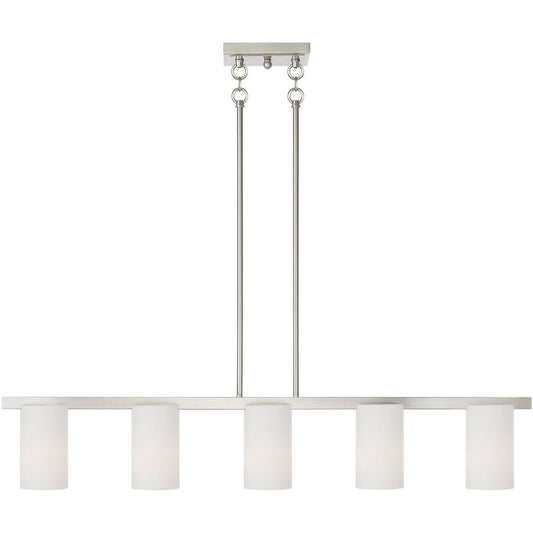 Nickel Five Light Metal Dimmable Chandelier With Shades HomeRoots