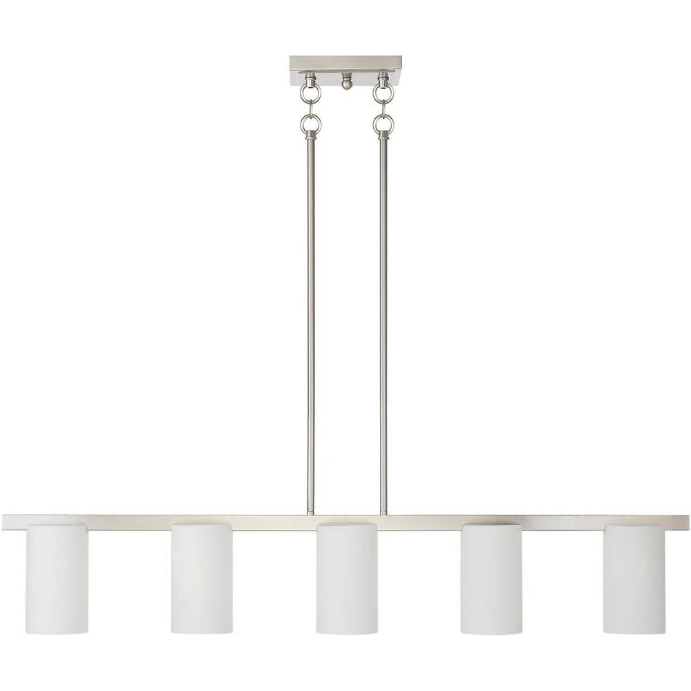 Nickel Five Light Metal Dimmable Chandelier With Shades HomeRoots