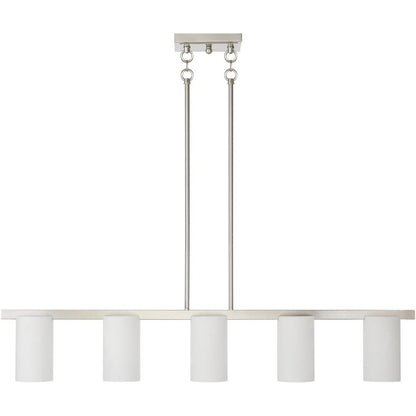 Nickel Five Light Metal Dimmable Chandelier With Shades HomeRoots
