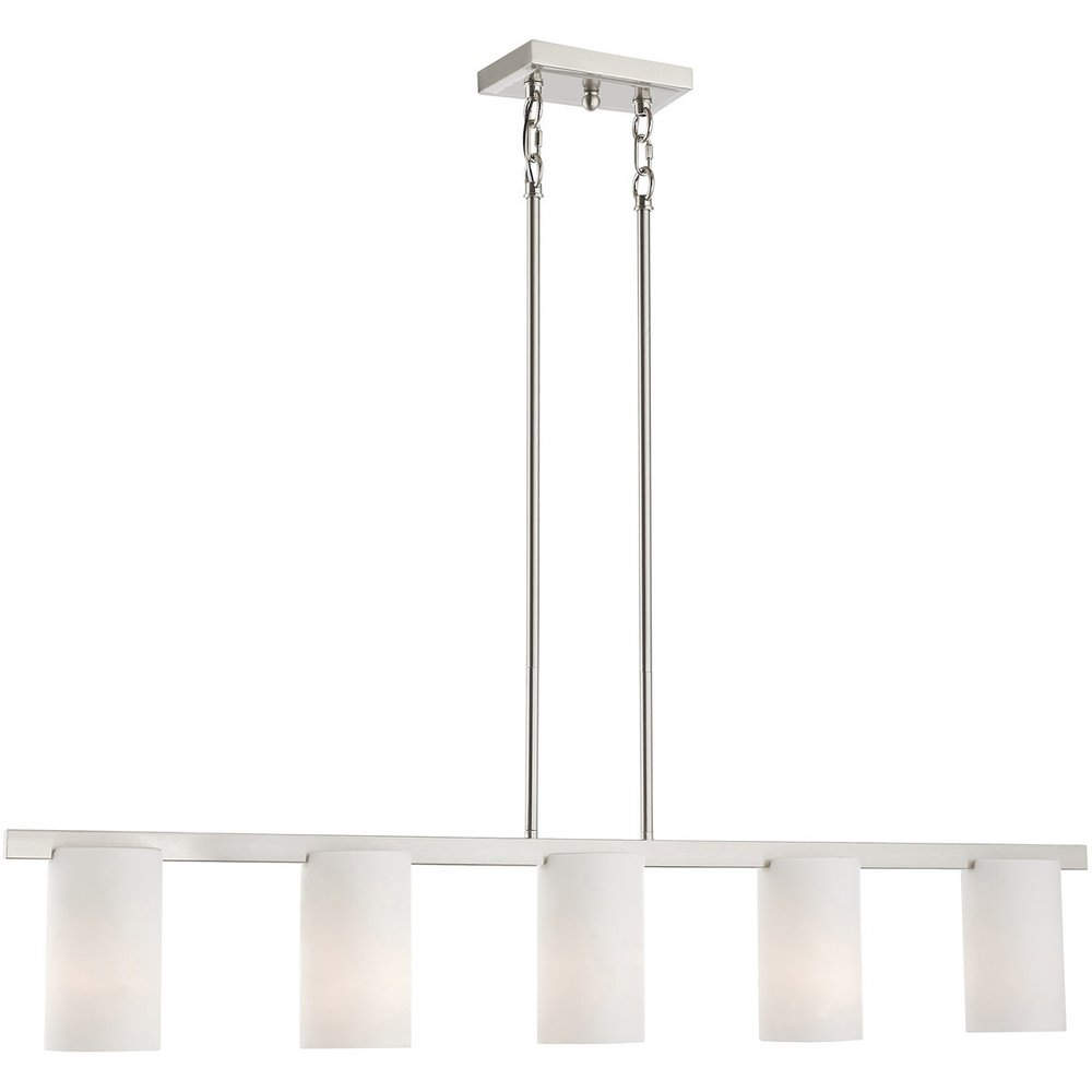 Nickel Five Light Metal Dimmable Chandelier With Shades HomeRoots