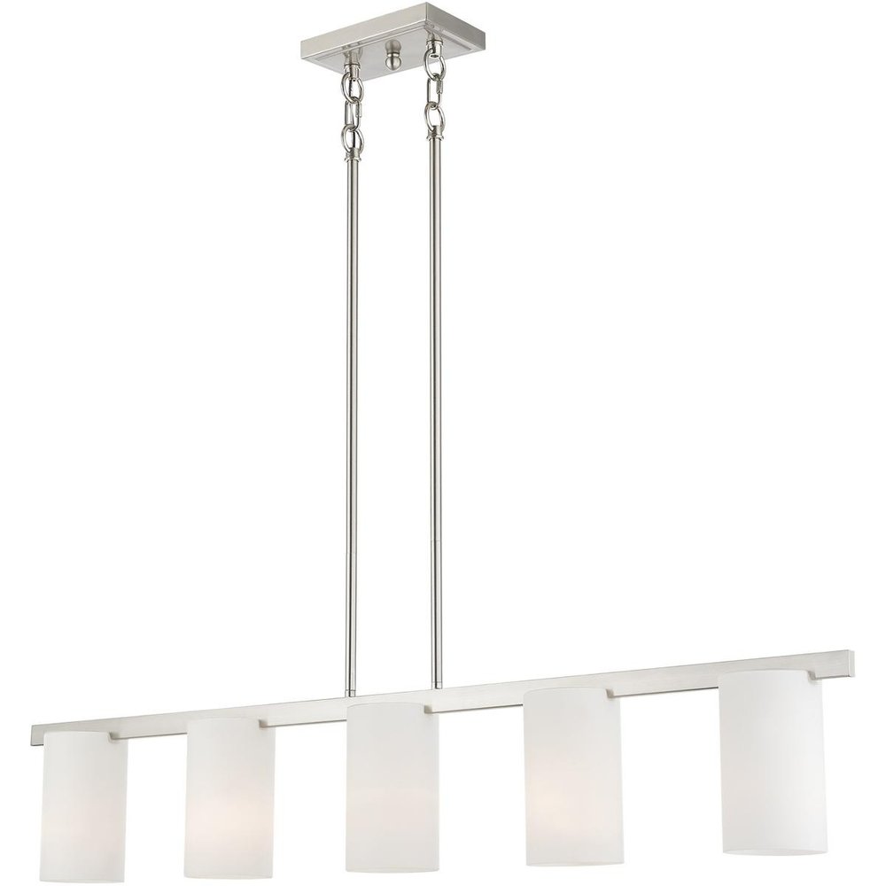 Nickel Five Light Metal Dimmable Chandelier With Shades HomeRoots