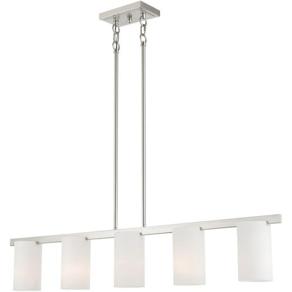 Nickel Five Light Metal Dimmable Chandelier With Shades HomeRoots