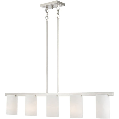 Nickel Five Light Metal Dimmable Chandelier With Shades HomeRoots