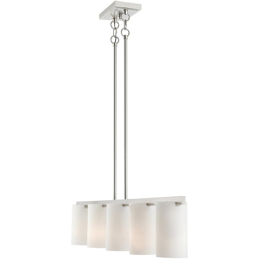 Nickel Five Light Metal Dimmable Chandelier With Shades HomeRoots