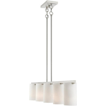 Nickel Five Light Metal Dimmable Chandelier With Shades HomeRoots