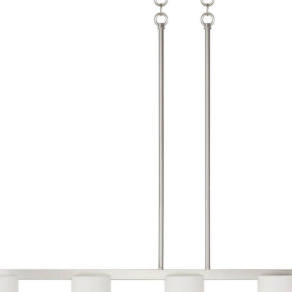 Nickel Five Light Metal Dimmable Chandelier With Shades HomeRoots