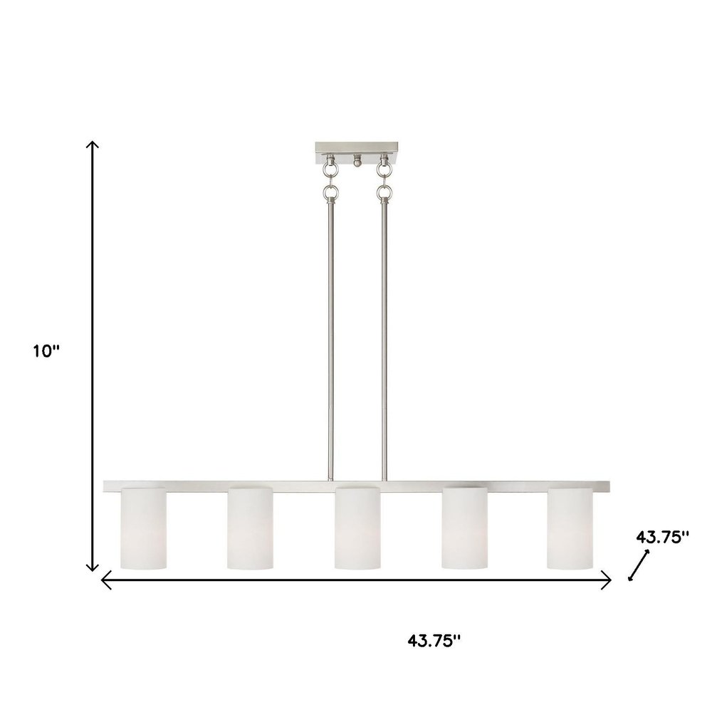 Nickel Five Light Metal Dimmable Chandelier With Shades HomeRoots