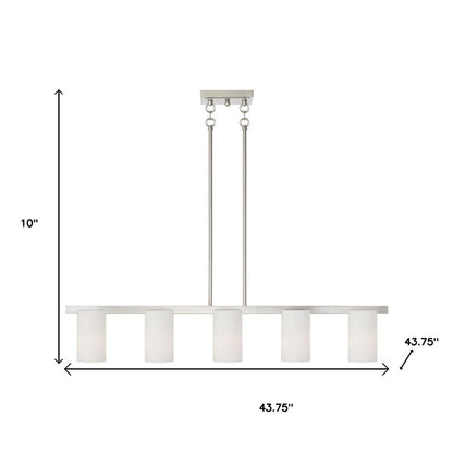 Nickel Five Light Metal Dimmable Chandelier With Shades HomeRoots